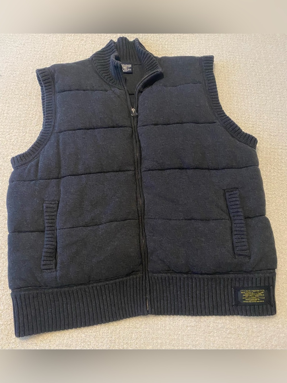 Polo Jeans Co. Ralph Lauren Standard Issue Quilted Knit Puffer Vest size XXL